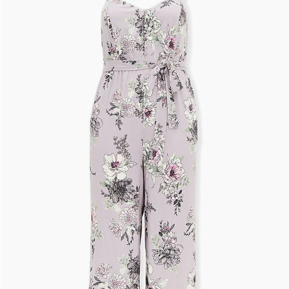 Torrid Challis Culotte Spaghetti Strap Floral Self Tie Sash Jumpsuit NWT | 2 - Picture 1 of 8